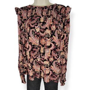 Knox Rose Long sleeve Smocked Blouse Large